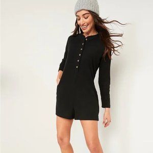 NWT Old Navy Long-Sleeve Ribbed Button-Down Lounge Romper Size S